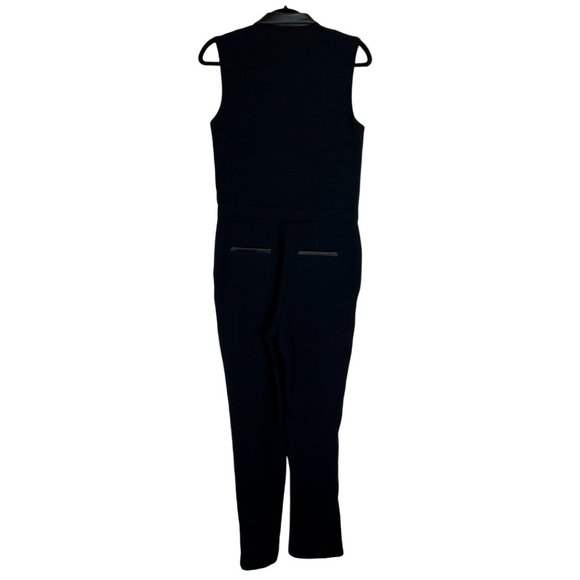 NWT Sea New York SZ 4 Leather Trim Double Breasted Jumpsuit - Picture 2 of 9